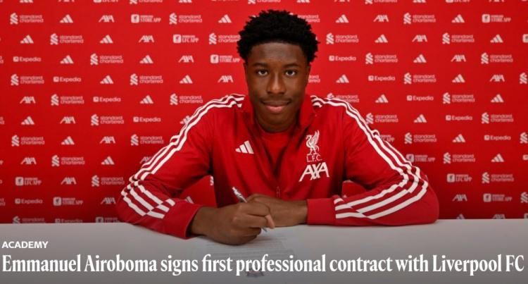 开云APP-官方：18岁后卫艾罗博马与利物浦签下首份职业合同